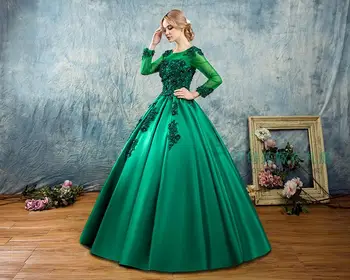 100%realių ilgomis rankovėmis žalia siuvinėjimo kamuolys suknelė teismas viduramžių suknelė renesanso Suknelė karalienės Viktorijos /Marie/drama/kamuolys suknelė