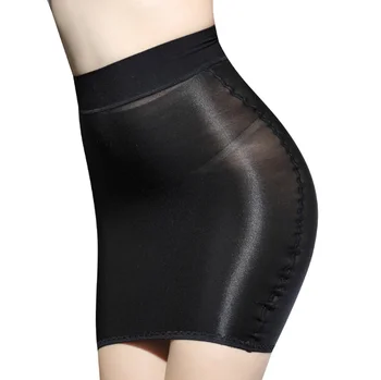 Moterų sexy naftos Shinny aukšto juosmens mini suknelė Blizgus blizgesį skaidrus Nailono Plius dydžio sijonas apatinis trikotažas
