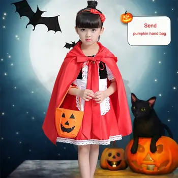 Mažai Raudona Jojimo Hood Kostiumas Mergaitėms, Vaikams, Vaikai Helovinas Kostiumas Šalis Suknelė Fancy Dress + Apsiaustu Cosplay Kostiumas