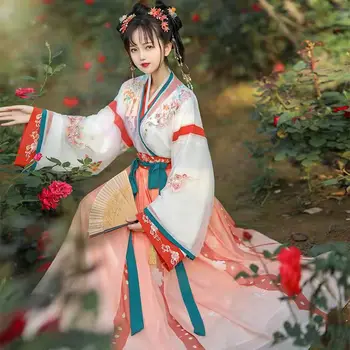 Senovės moteriški Drabužiai Kimono Hanfu Suknelė Han Siuvinėjimo Kinų Stiliaus Tradicinių Cosplay Kostiumas, Sijonas Suknelės, Kostiumai, Drabužiai