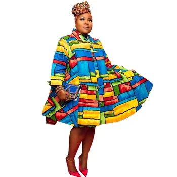 2XL-5XL Afrikos Suknelės Moterims Rudenį Afrikos ilgomis Rankovėmis Poliesteris Spausdinimo Kelio ilgio Suknelė Afrikos Spausdinti Suknelės