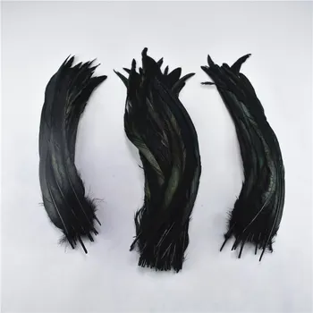Didmeninė 50pcs 35-40cm /14-16inch dažytos gaidys uodega Juodosios vištos plunksnos 