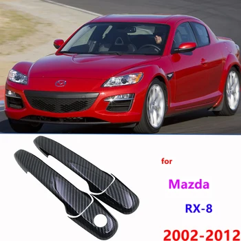 Juodos spalvos Anglies Pluošto Mazda RX-8 RX RX8 8 2002 2003 2004 2005 2006 2007 2009 2010 2011 2012 Durų Rankena Padengti Automobilių Reikmenys