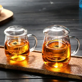 Kinų stiliaus arbatos puodelis su dangteliu filtras 550ml.Kavos Puodeliai Arbatos Rinkinys Bokalų Alaus Gėrimas, Biuro Puodelis Skaidraus Drinkware Stiklo Taurė