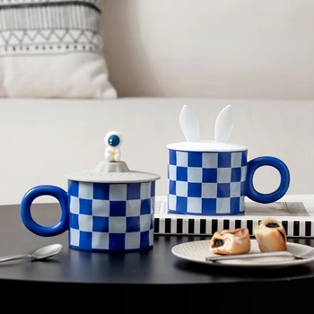 Klein mėlynos kavos puodelio upscale išskirtinį puodelis keramikinis puodelis mėgėjams taurės biuro dizaino taurės