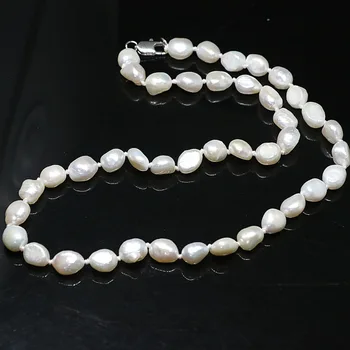 Naujai mados šalis baltos spalvos gėlavandenių dirbtiniu būdu išaugintų natūralių perlų vėrinį nereguliarus laisvas 12-kaip 14mm karoliukai papuošalai 18inch B1431