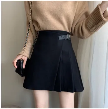 2020 nauji didelio dydžio klostuotas sijonas korėjos aukšto juosmens, plonas žodį sijonas