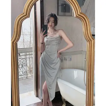 Prašmatnus Ir Elegantiškas Moteris, Suknelė Iki 2022 M. Vasarą Prabangių Suknelių Šalis Prancūzų Stiliaus Romanų Moters Drabužius Spageti Dirželis Skraiste Femme