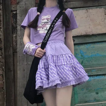Moterų Harajuku Mielas Preppy Stilius Jk Trumpas Sijonas Saldus Lolita Stiliaus Mini Sijonai Japonijos Merginos Sexy Punk Aukšto Juosmens Pakopų Sijonai