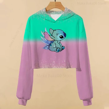 Rudenį ir žiemą girls cartoon trumpas hoodie džemperis ilgomis rankovėmis Disney Dygsnio spausdinti prarasti viršuje vaikų laisvalaikio mielas