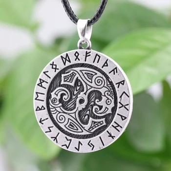 10vnt Nodic Rune Amuletas Karoliai Skandinavų Vikingai Legendinis Runos ir Dvigubo Varnas Amuletas Pakabukas Karoliai Talismanas Jewely
