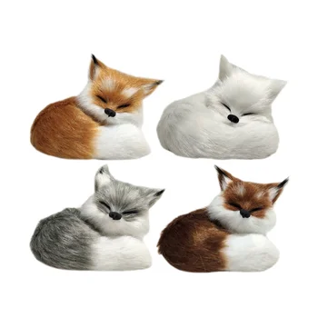 Fox Pliušinis Gyvūnų Žaislas Gyvūnų Iškamšos Modelį, Dekoro Modeliavimas Lapės Kailio Ornamentu Duomenys Statulėlės Tikroviška Dirbtiniais Realus Paveikslas