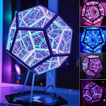 Dodecahedron Naujovė RGB LED Kamuolys Lempa USB Lentelė Atmosfera galaxy Naktį Šviesos Vaikams Kalėdų Dovana Miegamojo Lovos Dekoras