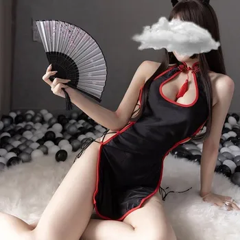 Egzotiškas Cheongsam Kostiumai Kinijos Rinkiniai Ritininės Porno Jusliniai apatinis Trikotažas-Moters Gundymo Seksualus Drabužiai, Karšta Mergina 18 Tuščiaviduriai Iš Naujo