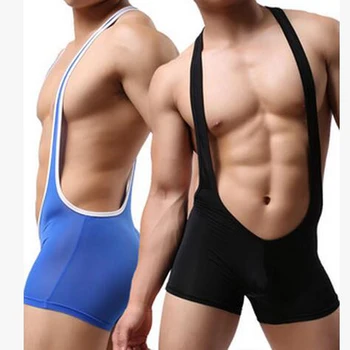 Seksualus Vyrų Bodysuit Skaidrus Jumpsuits Imtynių Bodywear marškinėliai (be Rankovių) Vyrų Jockstrap Shaper Leotard