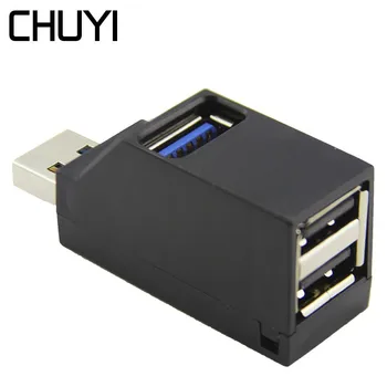 CHUYI USB 3.0 Hub 3 Uostų Multi USB Hub Splitter Super Greitis Micro Mini Hub Adapteris, Skirtas PC, Nešiojamas Mini Notepad Priedai