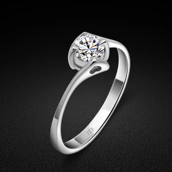 Naujas mados moteris sterlingas sidabro žiedas. Kietojo 925 sidabro paprastas žiedas. Apakinti 5A cirkonis vestuvinis žiedas. Sidabro juvelyriniai dirbiniai.
