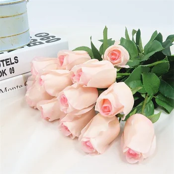 5vnt Dirbtinių Rožių Žiedai Nekilnojamojo Touch Gėlių Drėkinamasis Rožių Namų, Dekoruoti Gėlių Vestuvių Puokštė Gėlių Išdėstymas