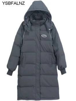 Žiemos 90% Baltųjų Ančių Pūkais Puffer Jacket Moterims Chaquetas Invierno 2022 Mujer Gobtuvu Ilgomis Rankovėmis, Šiltas Korėjos Mados Drabužių, Kailio