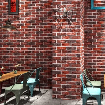Nostalgiškas 3D imitacija plytų modelis plytų tapetai, interneto kavinė, restoranas, kavinė, baras raudonų plytų tapetai
