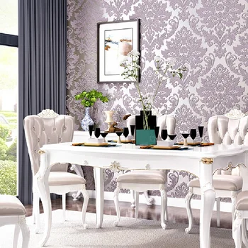 3D Pilka Violetinė BrownWhite Iškilumo Damask Tapetai Miegamajame, Gyvenamasis kambarys Fone, Gėlių Modelio Tekstūra Sienos Popieriaus Namų Dekoro