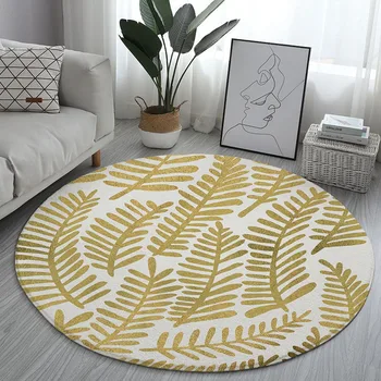 Aukso augalų geometrinis spausdinimo apvalus kilimas kambarį minkštus neslidus kilimų kėdė grindų namų puošybai